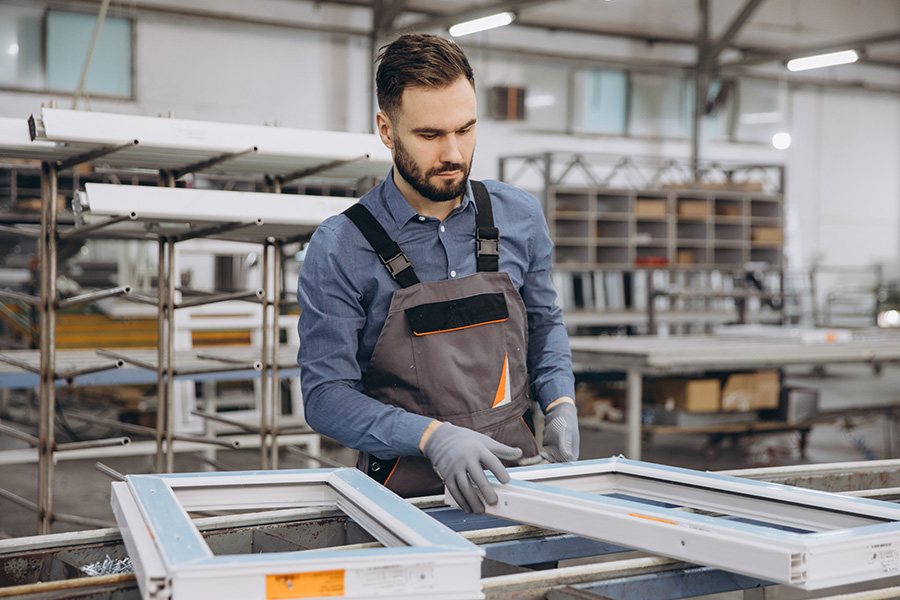 Fönstertillverkning i fabrik